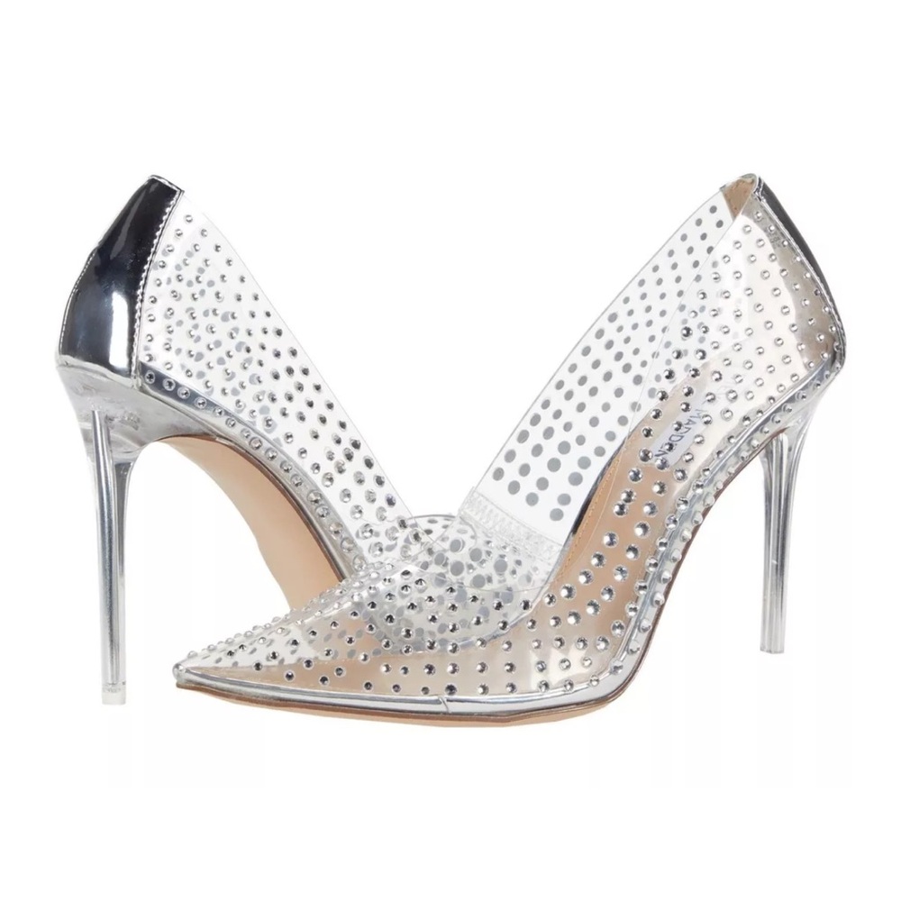 Steve Madden VALA-S Clear Studded Pump Stiletto Heels SZ 7.5